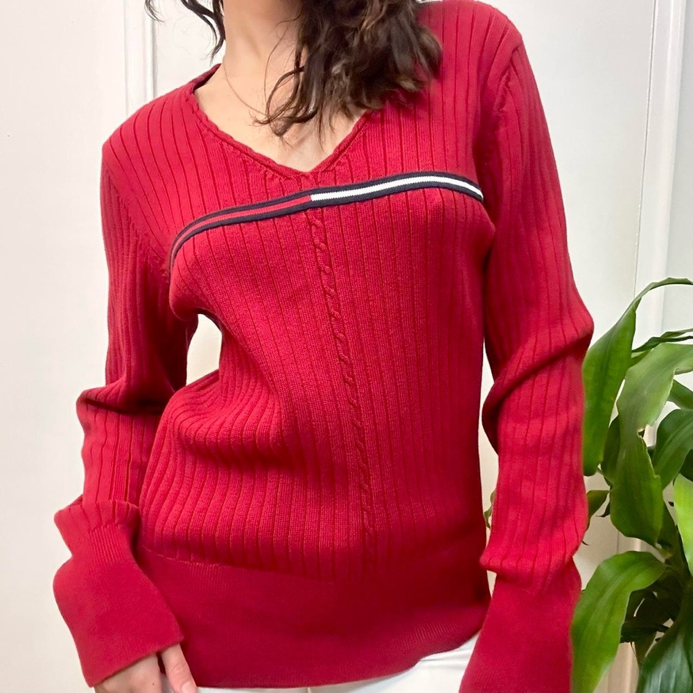 Tommy Hilfiger V Neck Sweater Red size XL